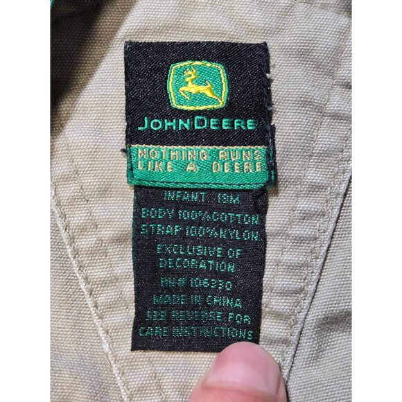 Youth Toddler John Deere Overalls Khaki Green Straps Size 18 month - Picture 5 of 7